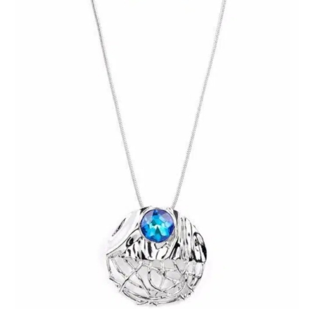 Paparazzi Silver Necklace with Blue Accent Lush Lattice Fashion Chucky Jewelry